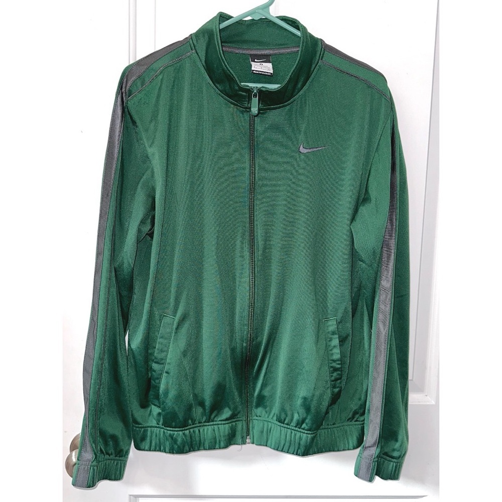 Vintage Nike Jacket Mens Green Track Suit Full Zip Athletic Active